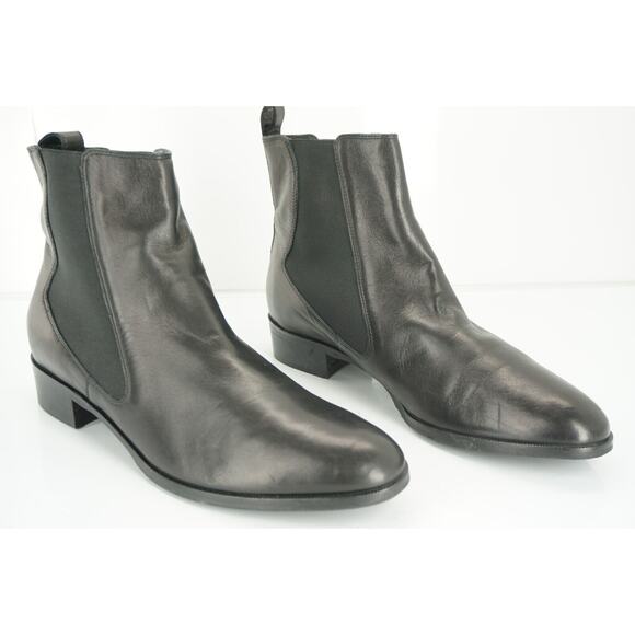 LK Bennett Brenda Black Leather Chelsea Ankle Boots Size 40 10 Stretch $400 - Picture 1 of 9